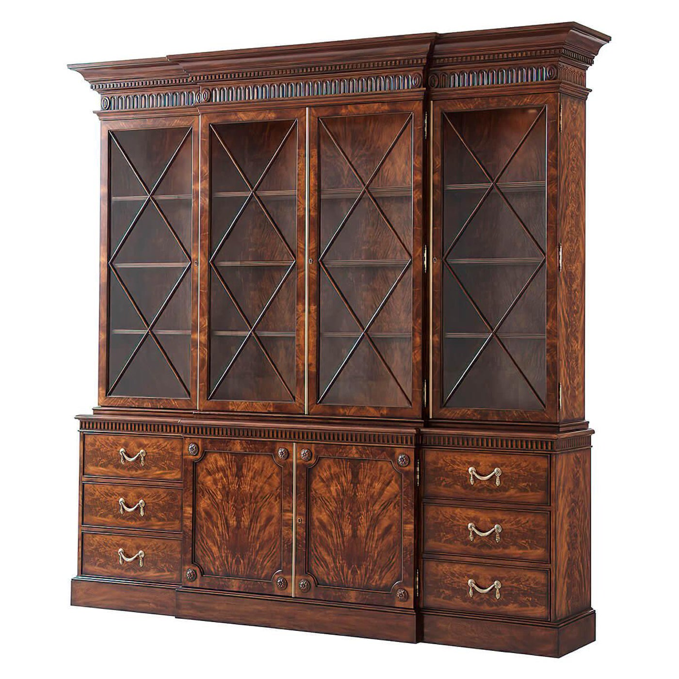 Mahogany Breakfront Library Bookcase For Sale at 1stDibs