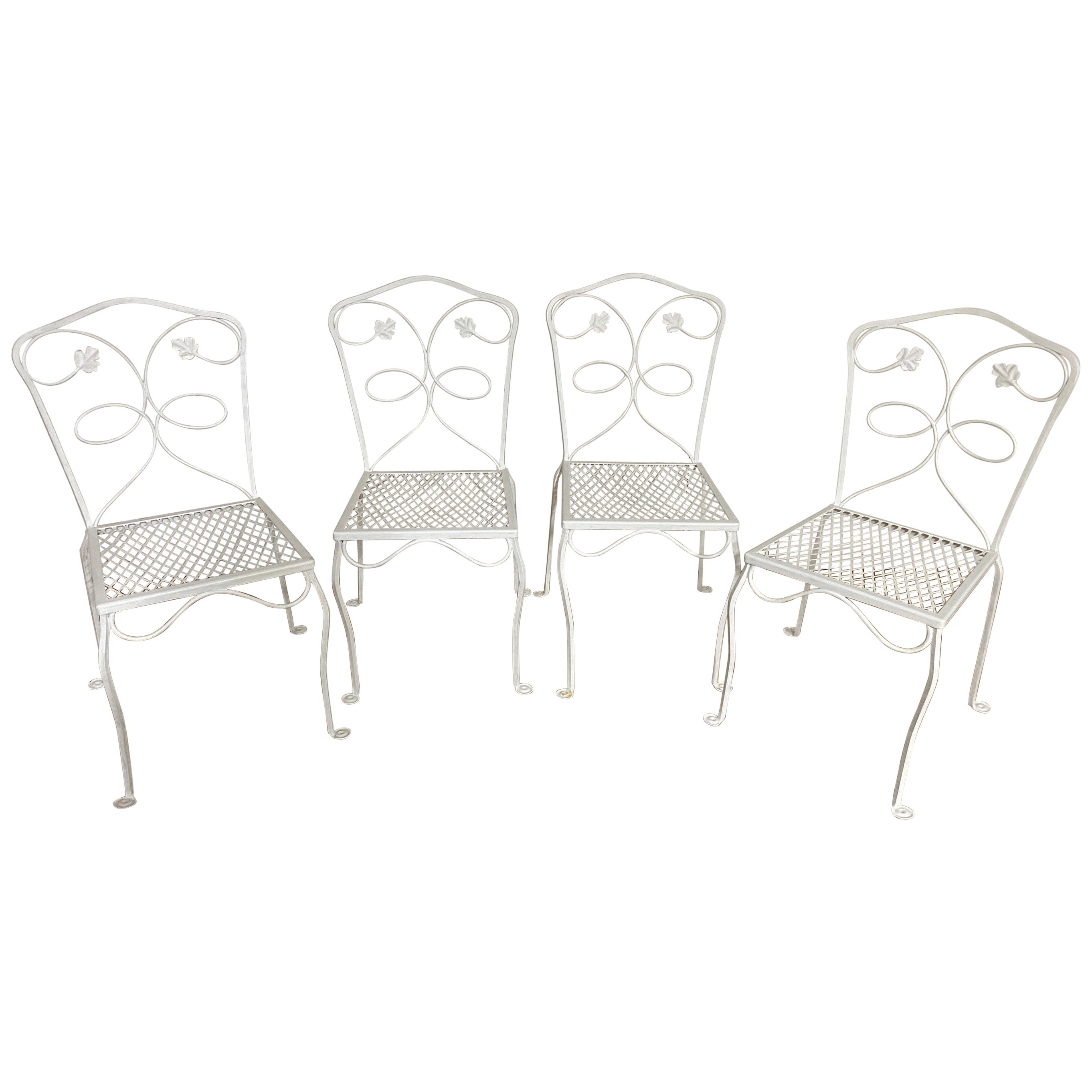 4 John Salterini Maple Leaf Style Garden Dining Chairs Set