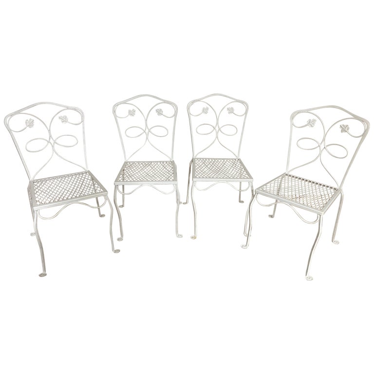 4 John Salterini Maple Leaf Style Garden Dining Chairs Set For Sale