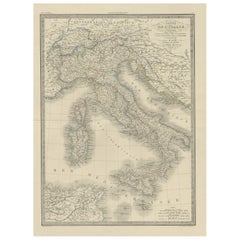 Antique Map of Italy from an Old French Atlas, 1842