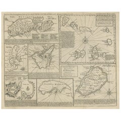 Antike Karte der 'afrikanischen' Inseln im Mittelmeer und im Atlantic, 1747