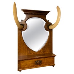Victorian Hall Mirror with Horns and Draw