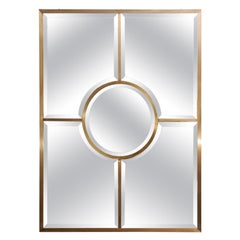 Patinated Brass and Beveled Glass 'Quadrature' Mirror by Design Frères