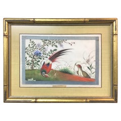 Antique Chinese Gouache Pith Painting of Birds