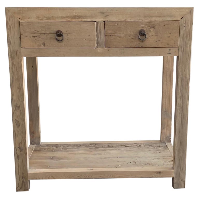 Custom Elm Wood 2 Drawer Console Table, Custom Console Table With Drawers