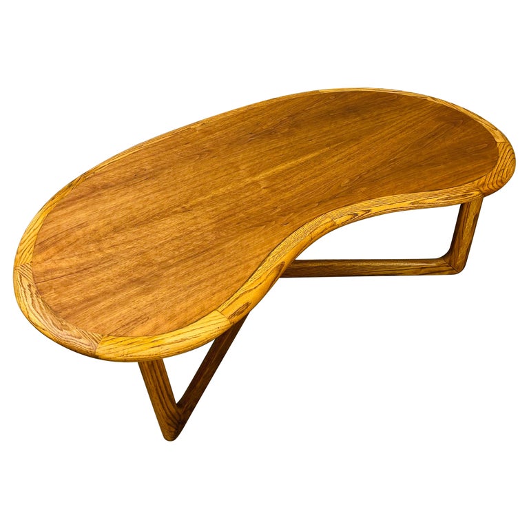 1970s Lane Furniture Kidney Shaped Coffee Table For Sale at 1stDibs