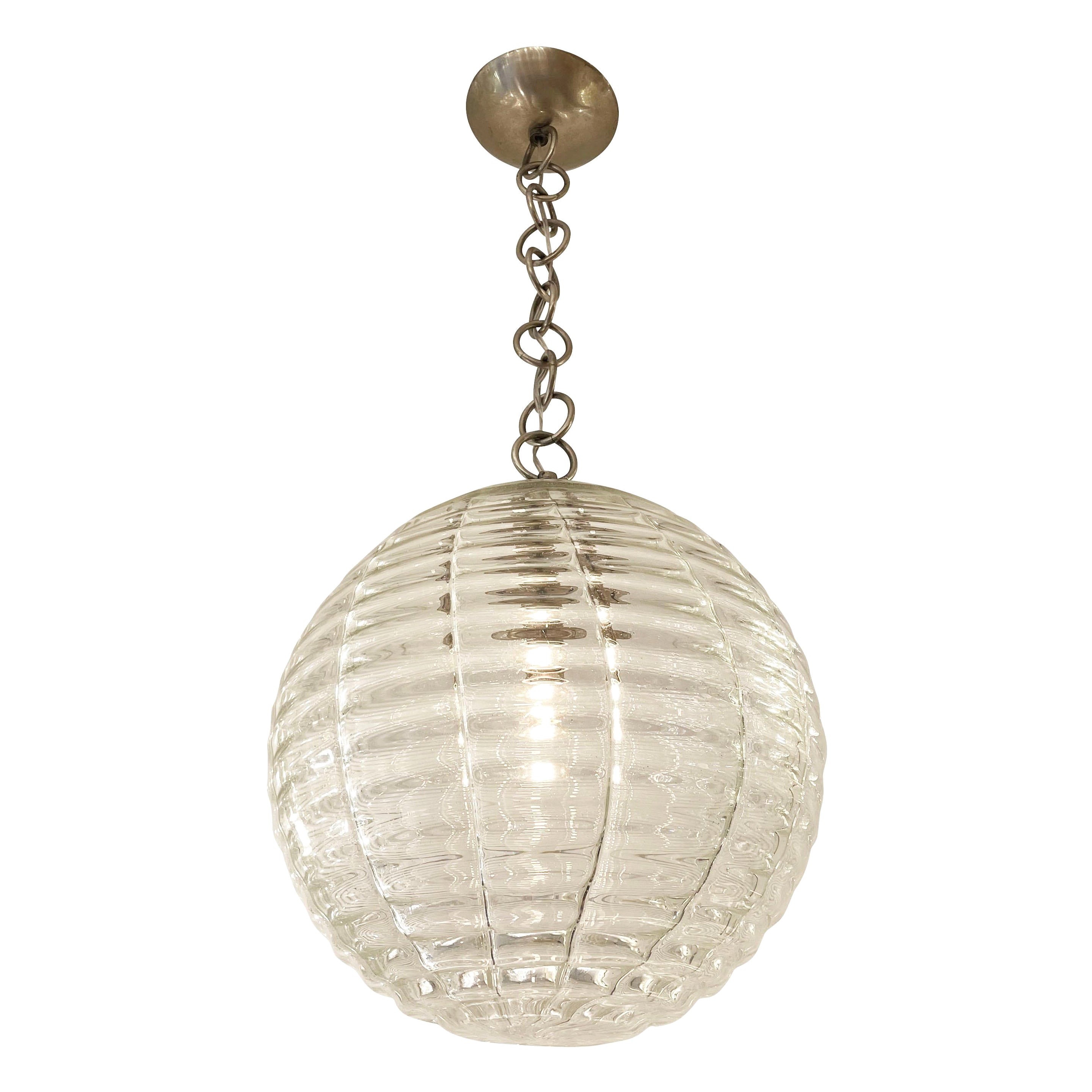 Venini Murano Glass Globe Pendant, Italy, 1940s