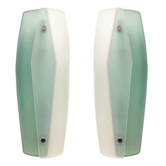 Fontana Arte Wall Lights with Green and Clear Frosted Glass, 1 Available