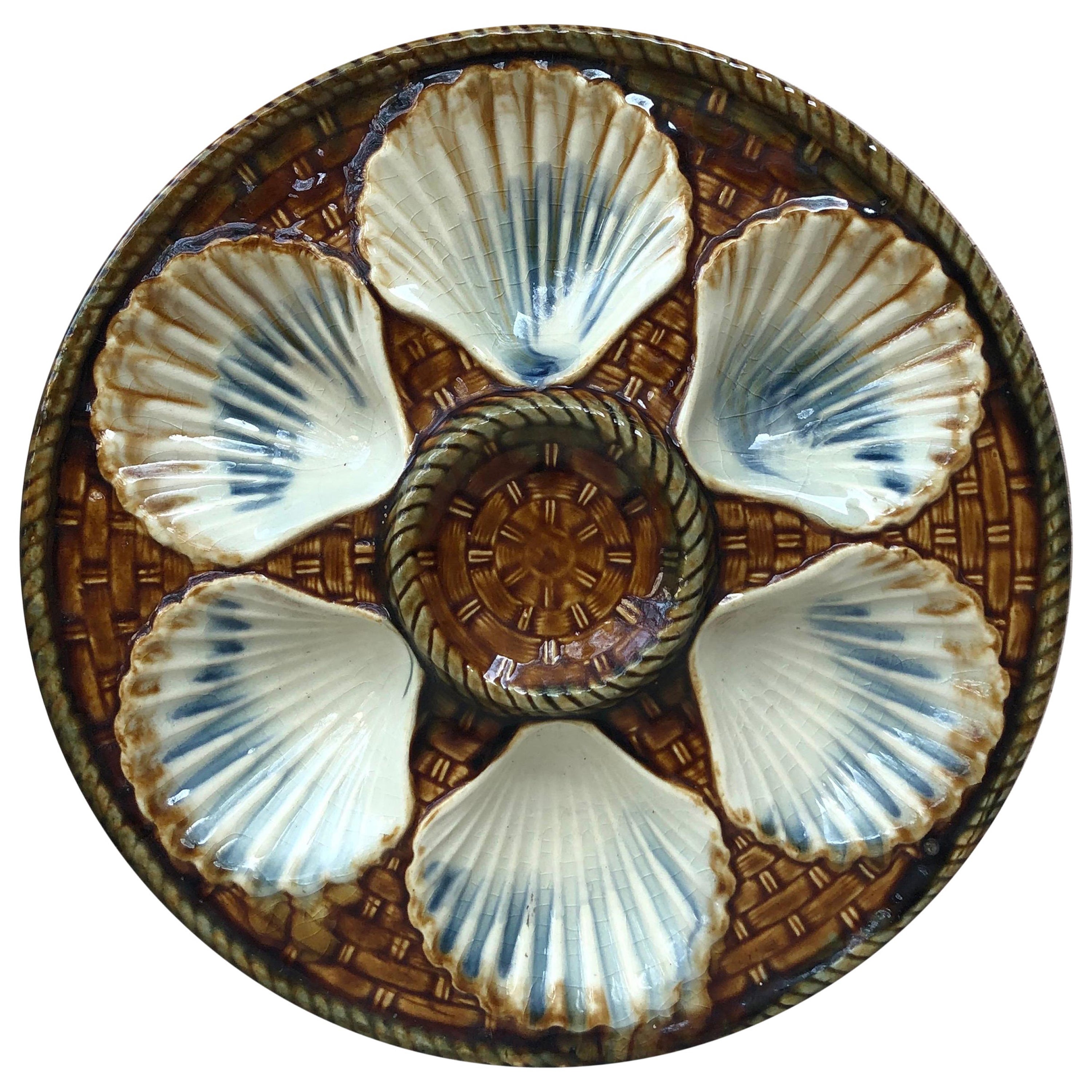 Majolica Oyster Plate Longchamp Circa 1890