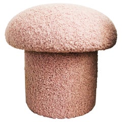 Pink Boucle Mushroom Ottoman