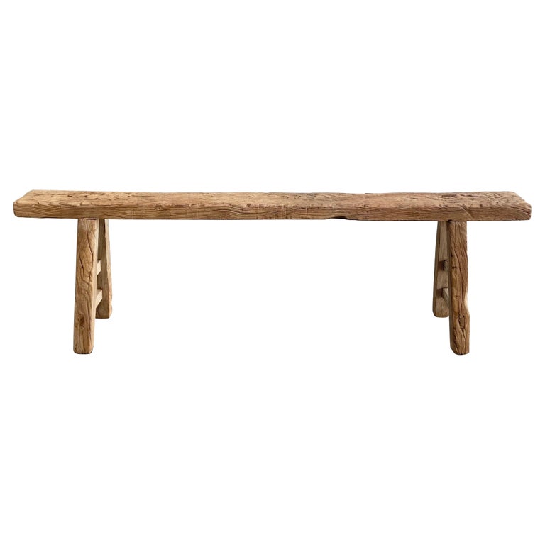 Narrow Vintage Elm Wood Bench For, Narrow Wooden Bench Seat