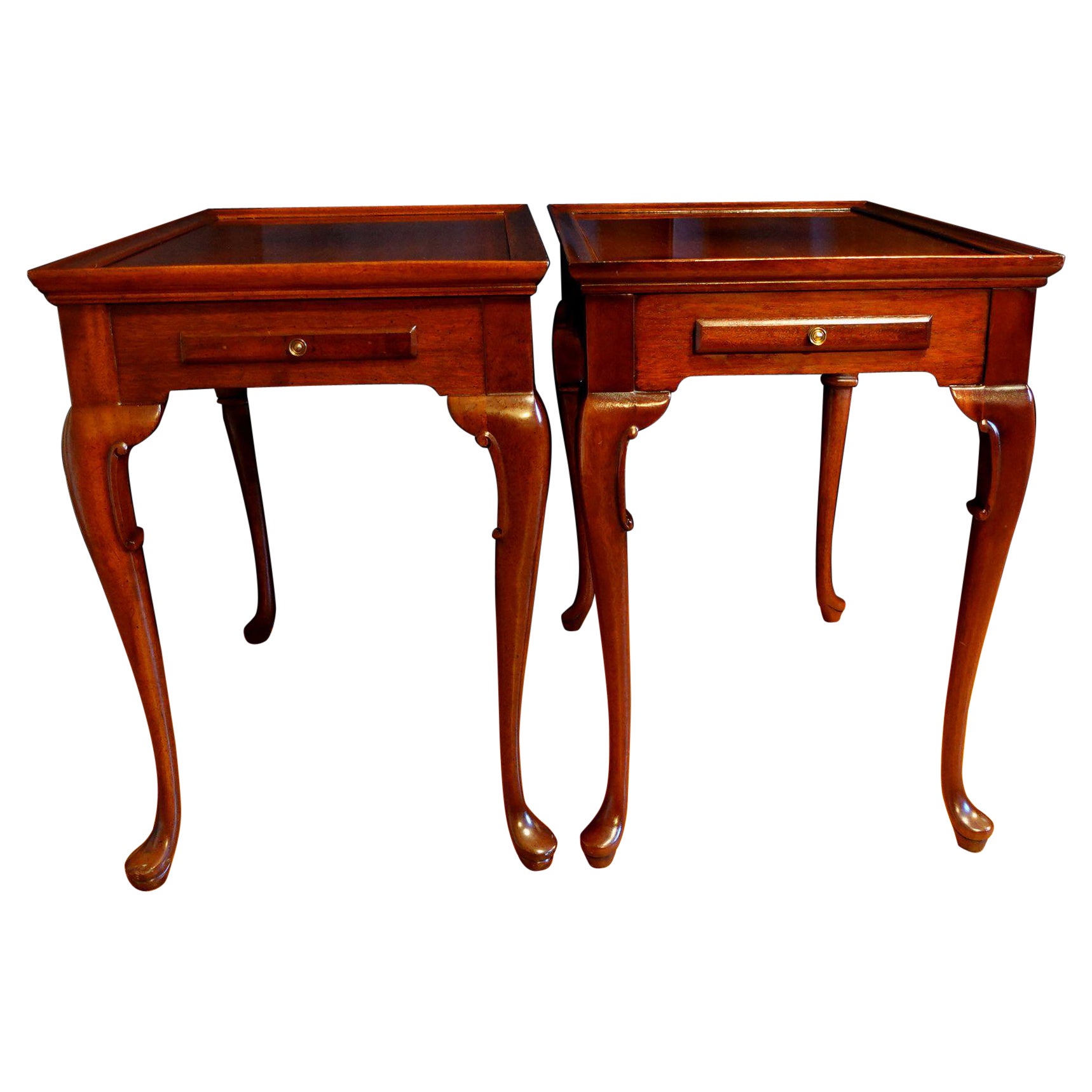 Pair of English Mahogany Queen Anne Tray Top Tea Tables For Sale