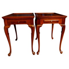 Vintage Pair of English Mahogany Queen Anne Tray Top Tea Tables