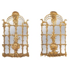 Antique Pair Monumental Northern European Giltwood Mirrors