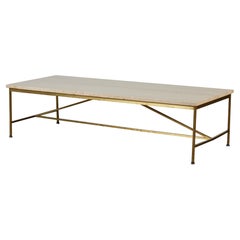 Paul McCobb Travertine and Brass Coffee Table