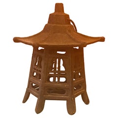 Vintage Distressed Cast Iron Japanese Pagoda Lantern