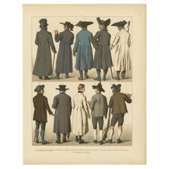 Antique Print of the Backside of Coats of Germany, Austria and Bohemia, 1870