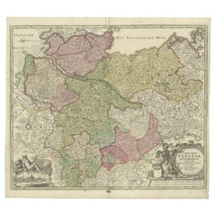 Antique Engraved Map of Saxonia in Northern Germany, ca.1721-1750