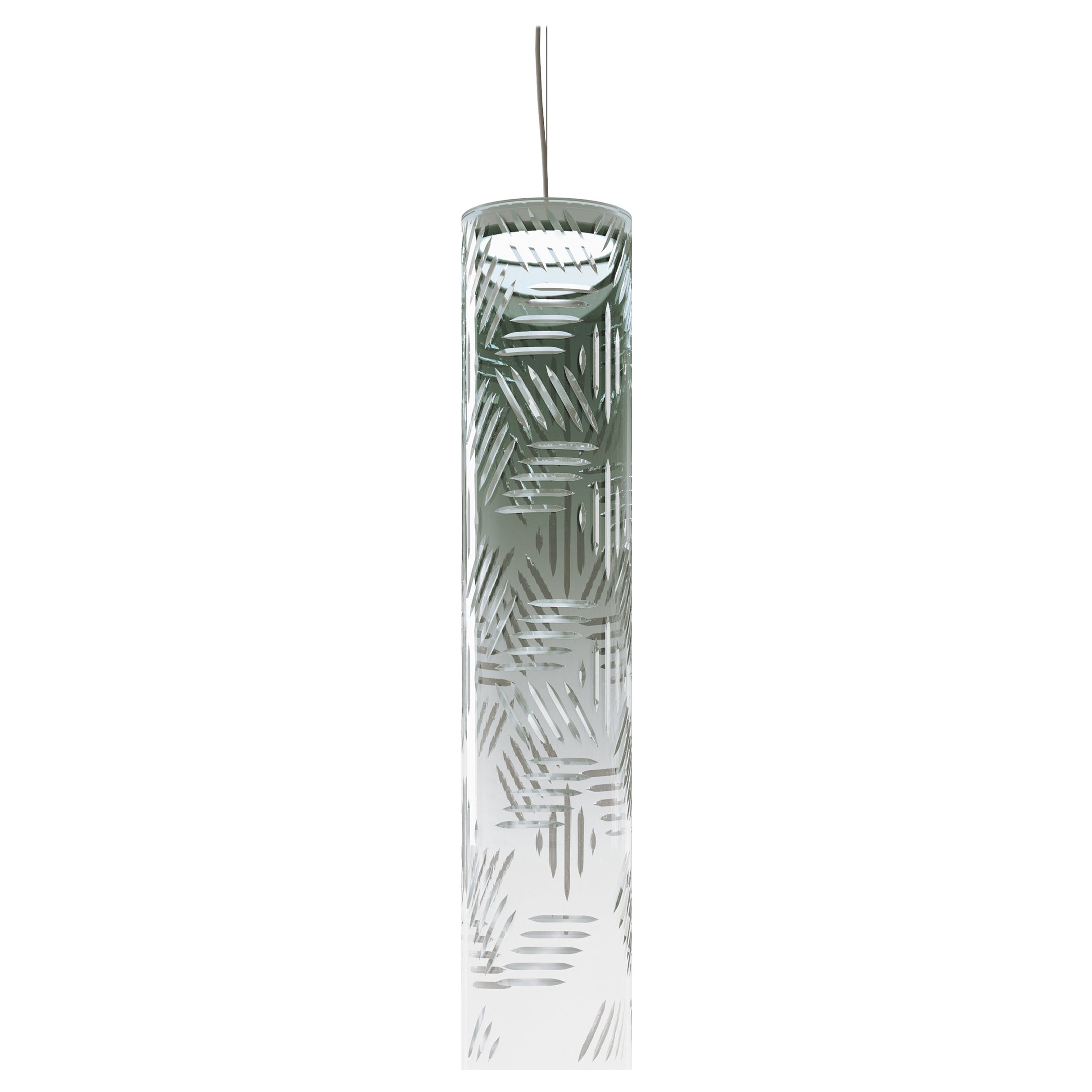 Contemporary Kundalini Sommella Jer 1 Led Glass Smokey Green Pendant For Sale