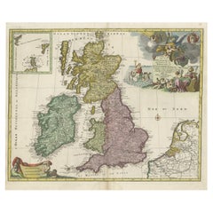 Antique Old Map of the UK & Ireland, Insets of Orkney, Shetland and Faroe Islands, 1786