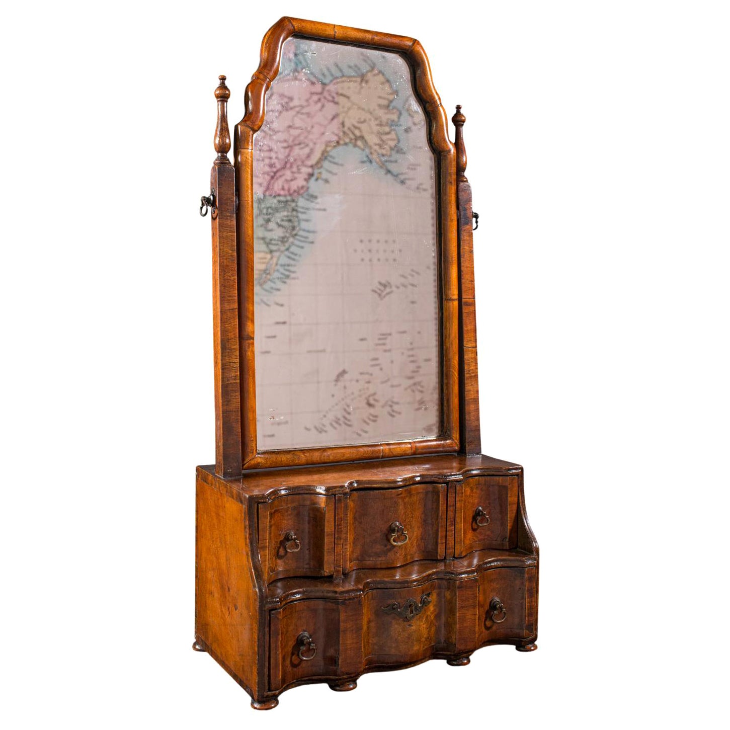 Antique Bureau Mirror, English, Walnut, Queen Anne Taste, Victorian, Circa 1880