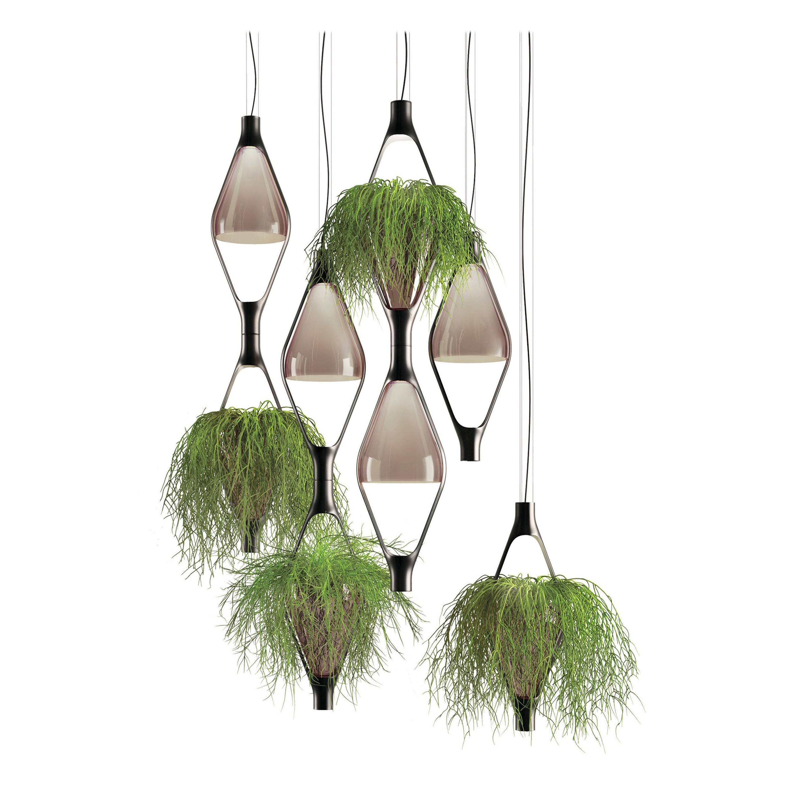 Contemporary Kundalini Duchaufour Viceversa Led Smokey Grey Glass Suspension