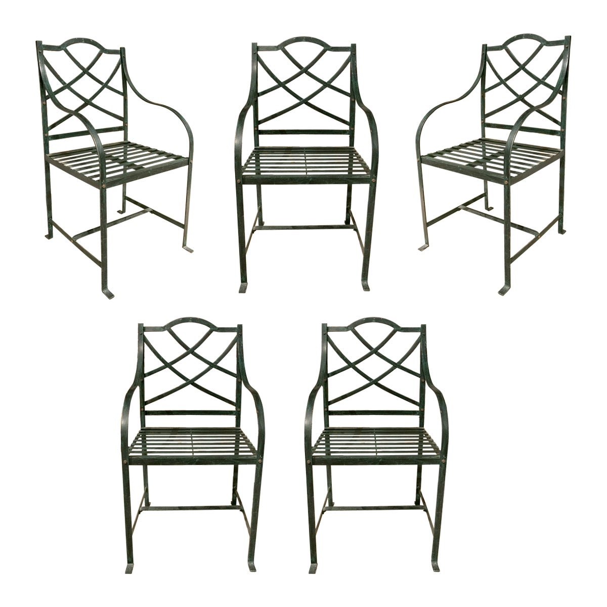 Lot of wrought iron garden chairs, French Riviera 1940 at 1stDibs
