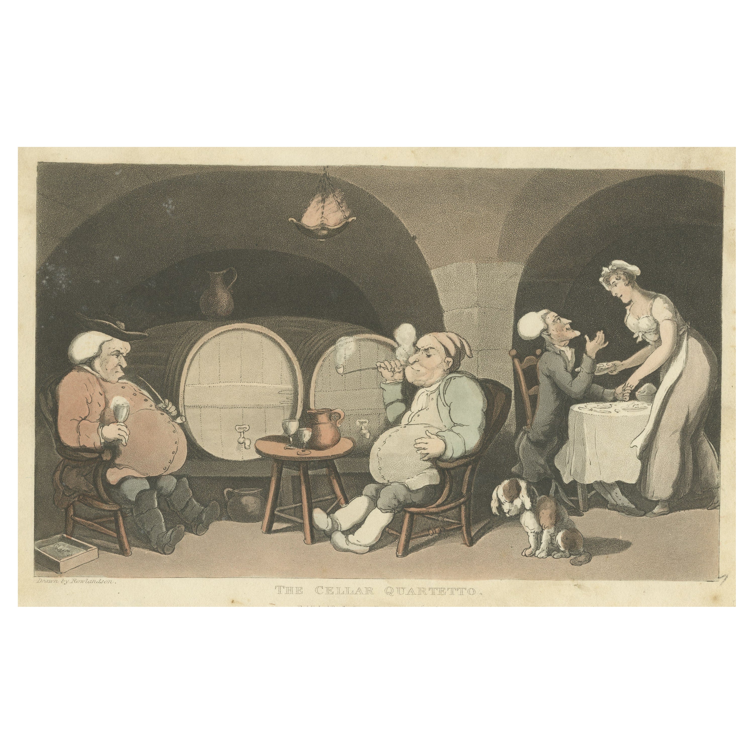 Two Antique Prints Related to Wine; Production and Drinking, 19th Century For Sale