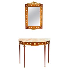 Retro Ormolu & Porcelain Mounted Console Table & Mirror by Epstein 20th C