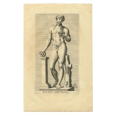 Old Print of Bacchus or Dionysus, God of the Wine and Religious Ecstasy, 1660