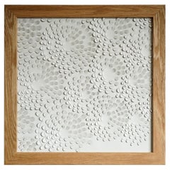 Dahlia A Piece of 3D Sculptural White Leather Wall Art
