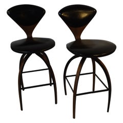 Used Norman Cherner Swiveling Bar Stools for Plycraft