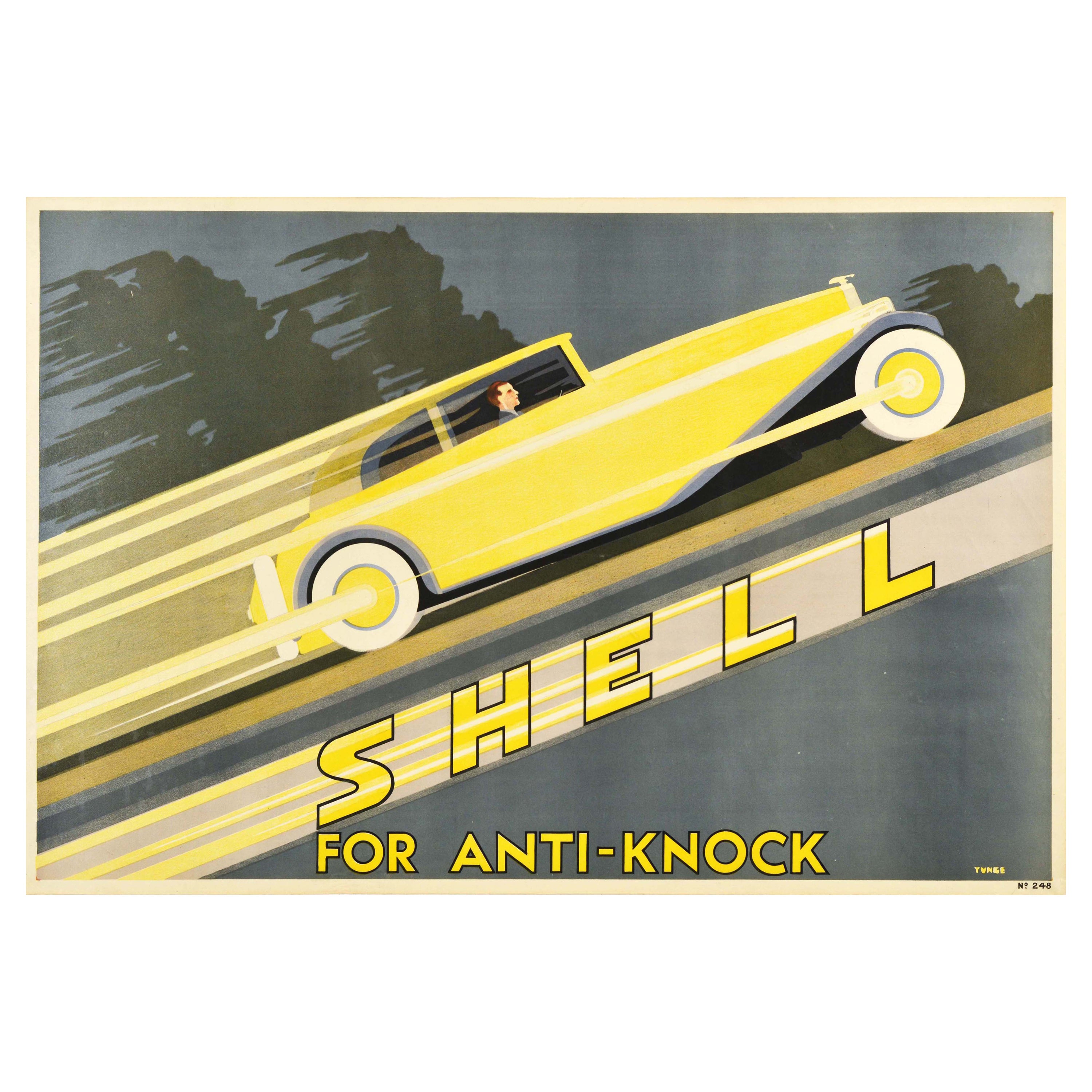 Original Vintage Advertising Poster Shell For Anti Knock Rolls Royce Classic Car