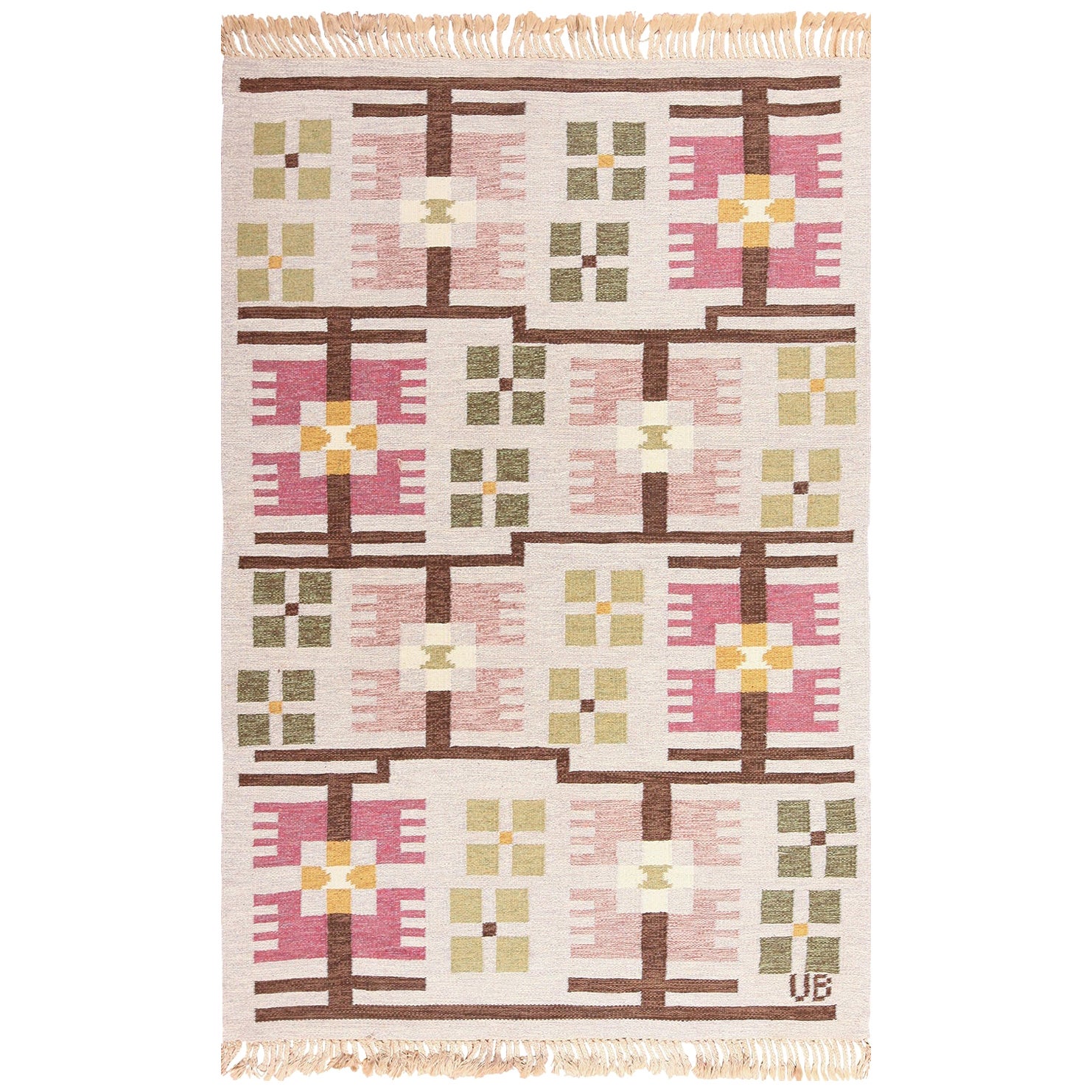 Nazmiyal Collection Scandinavian Kilim Rug by Ulla Brandt. Size: 5' 5" x 8' 3"