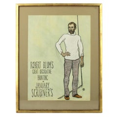 Early 20th Century Framed Scribner's Poster Depicting Man on Green Background