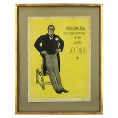 Early 20th Century Scribner's Poster Depicting Man in Suit on Yellow Background