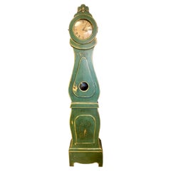 Vintage Green Painted Swedish Mora Grandfather Clock