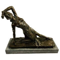 Antique Art Deco Bronze Statute of a Flapper Dancer