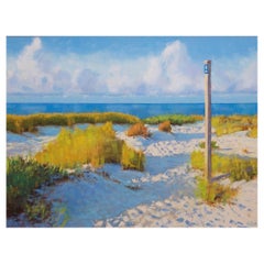 Oil on Canvas Framed Painting "Morning at Fripp" Beach Scene by Michael Reibel