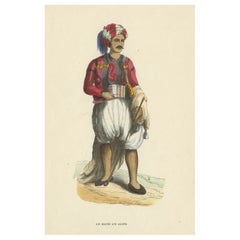 Antique Print of a Moor from Algiers, ca.1845