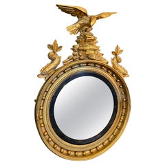 19th Century Regency Convex Mirror with Molded Frame and Eagle & Fish Motif