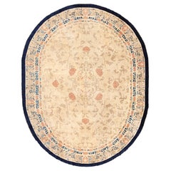 Tapis chinois ancien à fond ivoire à bandes de nuages. 9 pieds x 11 pieds 7 pouces 