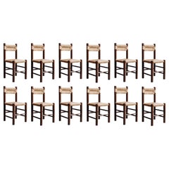 Vintage Charlotte Perriand Dining Chairs for Robert Sentou, 1964, Set of 12