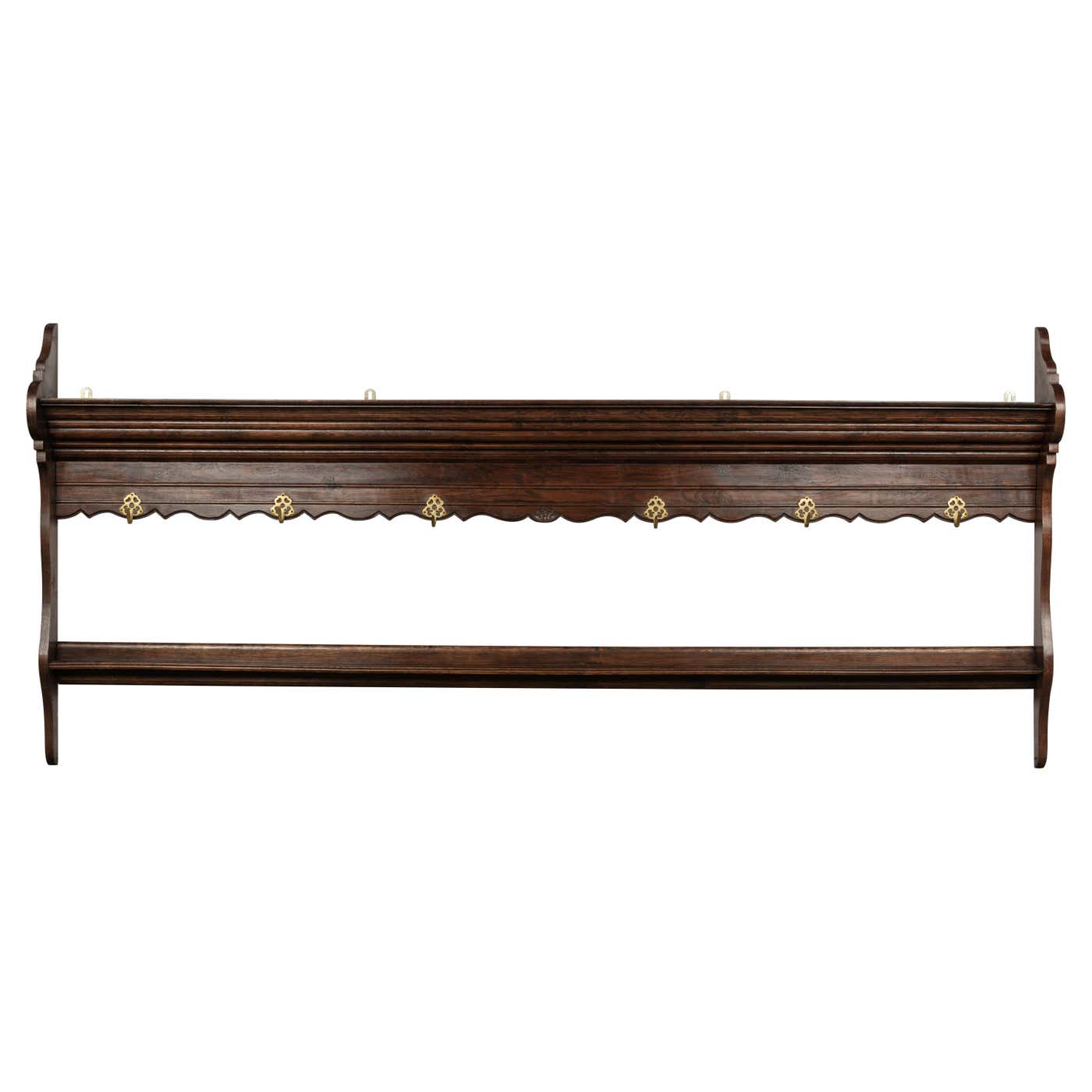 Large French Potiere or Pot Rack Wall Shelf For Sale at 1stDibs