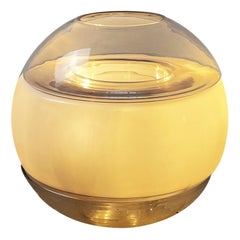 Italian Mid-Century Modern Spherical Opaline Glass Vase-Table Lamp, 1970s