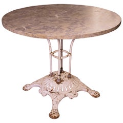 Painted Cast Iron and Marble Bistro Table from France, Early to Mid 1900s