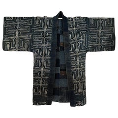 Japanese Antique Saki-Ori Farmer Jacket with Resistant Dye Pattern