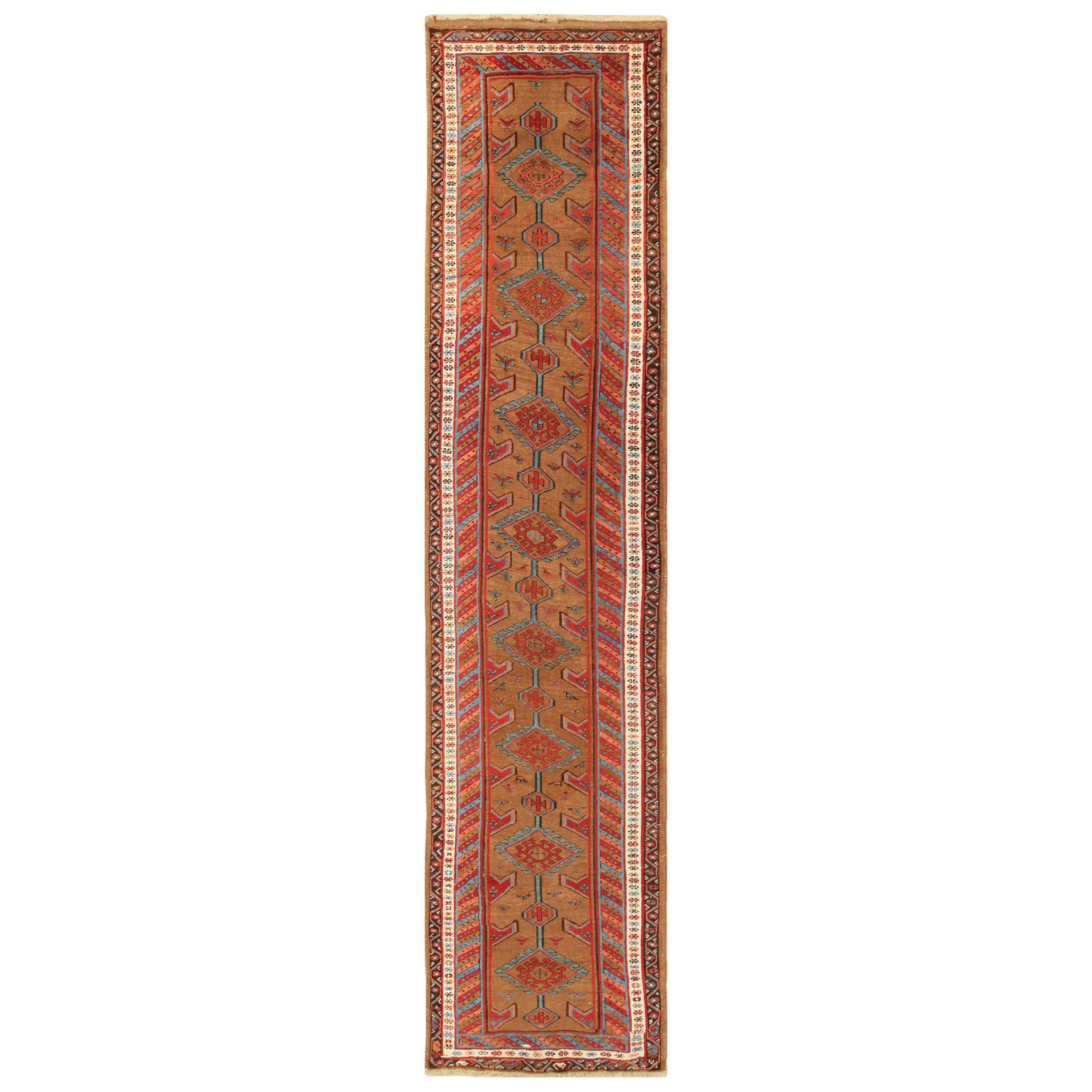 Antique Tribal Persian Bakshaish Runner Rug. 3 ft 3 in x 14 ft 