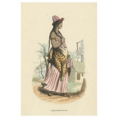 Original Antique Print of an Arabian Girl, ca.1845
