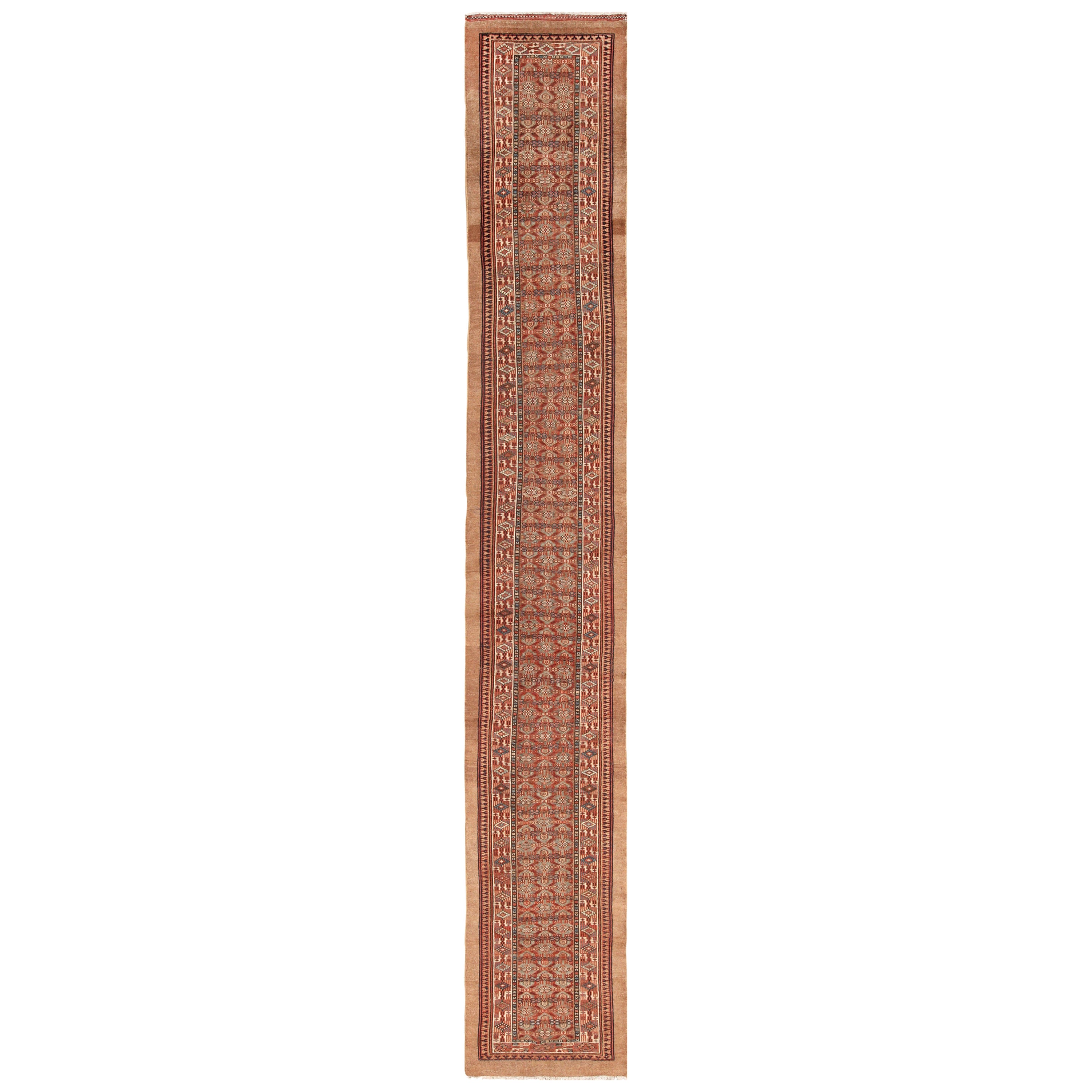 Tribal Long and Narrow Antique Persian Serab Runner Rug. Size: 2 ft 8 in x 16 ft